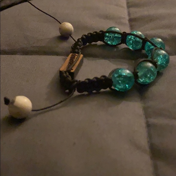 Blue and white ball adjustable bracelet - Picture 4 of 4